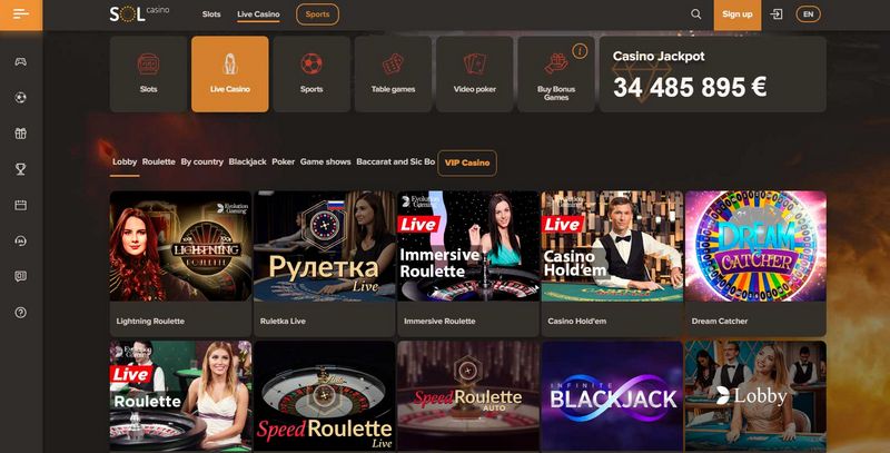 Sitio web de Sol Casino: Un casino online joven, fiable e innovador